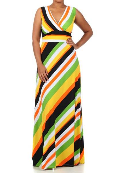 Island Vibes Maxi Dress – Multi-Color Stripes