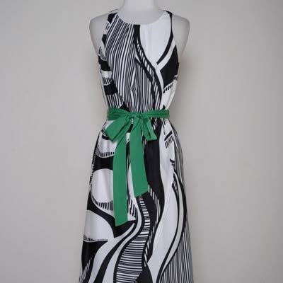 Modern Waves Belted Maxi Dress