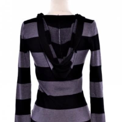 Striped Deep V-Neck Sweater Hoodie