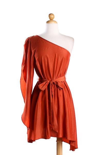 Burnt Orange One-Shoulder Mini Dress