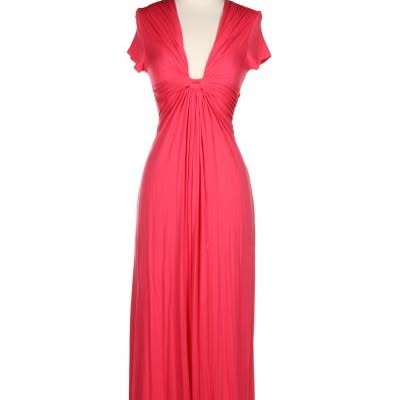 Coral Ruched Maxi Dress
