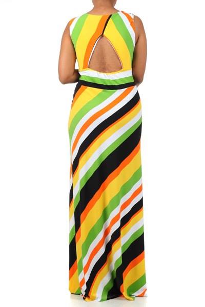 Island Vibes Maxi Dress – Multi-Color Stripes