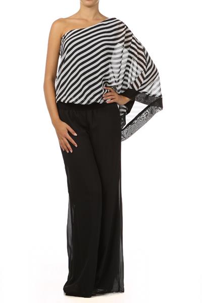 Chic Stripes Off-Shoulder Jumpsuit – 2 Colors