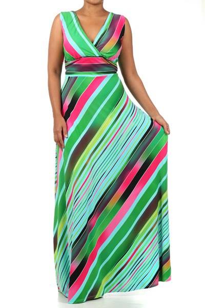 Island Vibes Maxi Dress – Multi-Color Stripes