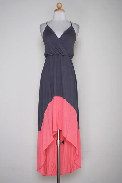 Gray & Pink Colorblock Maxi Dress